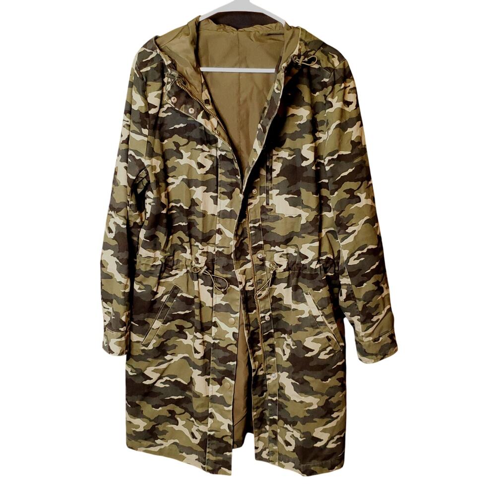 Long Camouflage Hooded Jacket Coat - Picture 2 of 7